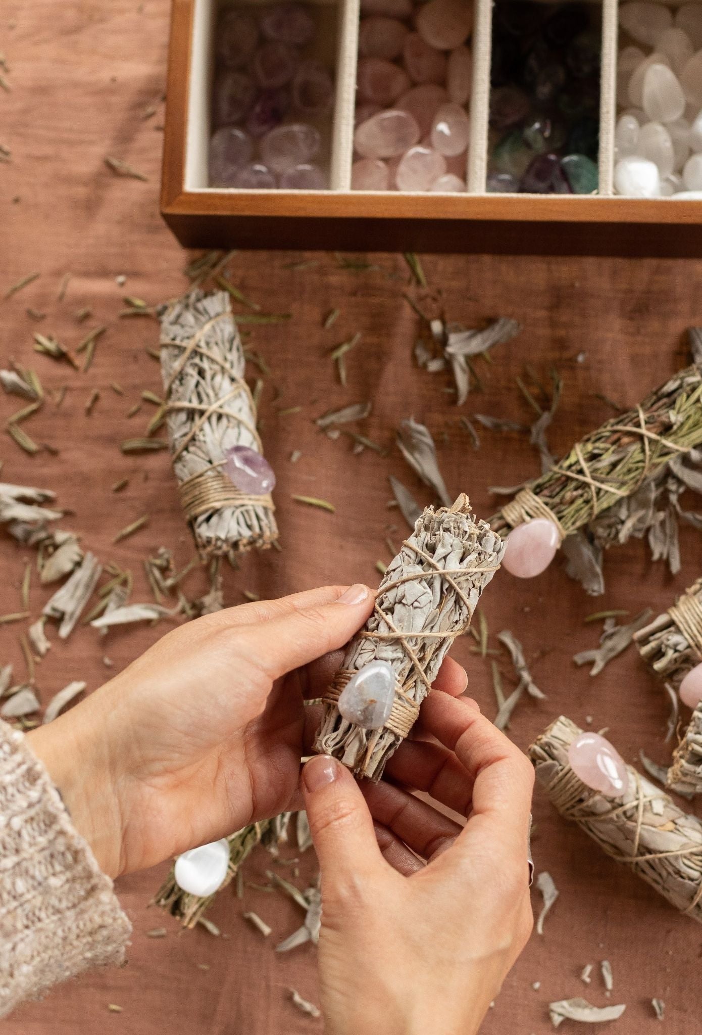 Sahumerio Salvia Blanca con Cristales